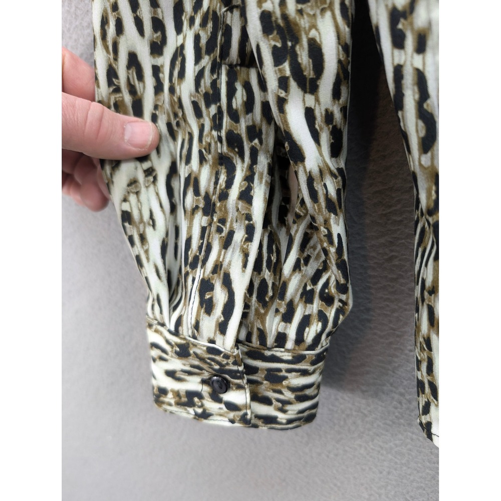 Notations Petite Leopard Print Button Down Long S… - image 3